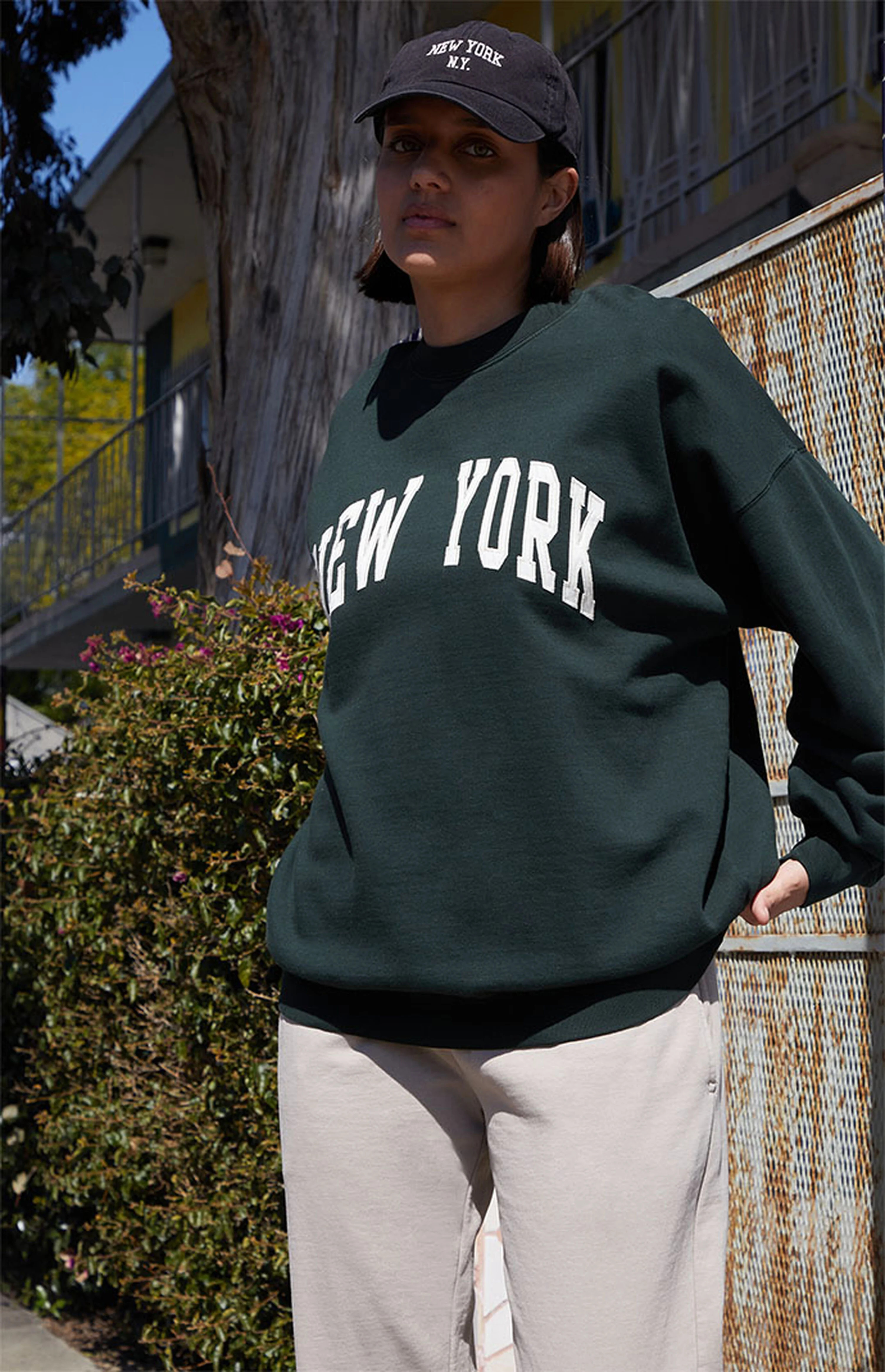 John Galt Green Erica New York Crew Neck Sweatshirt | PacSun