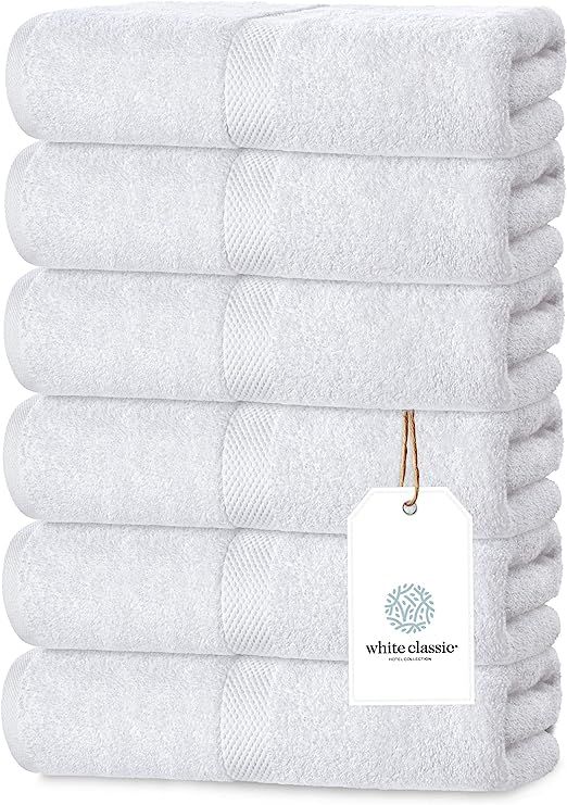 Luxury White Hand Towels - Soft Circlet Egyptian Cotton | Highly Absorbent Hotel spa Bathroom Tow... | Amazon (US)