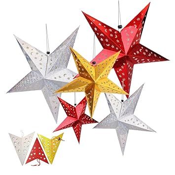 Paper Star Lantern, HotPar Paper Star Lantern with Cord, Paper Star Lantern, 5 Hanging Paper Star De | Amazon (US)