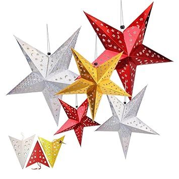 Paper Star Lantern, HotPar Paper Star Lantern with Cord, Paper Star Lantern, 5 Hanging Paper Star De | Amazon (US)