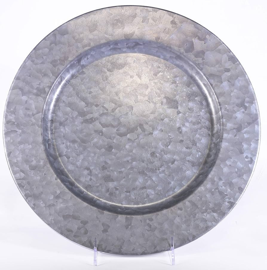 Circleware Set of 4-13", Steel Silver Charger Plates Dinnerware Dishes, Classic Round All Occasio... | Amazon (US)