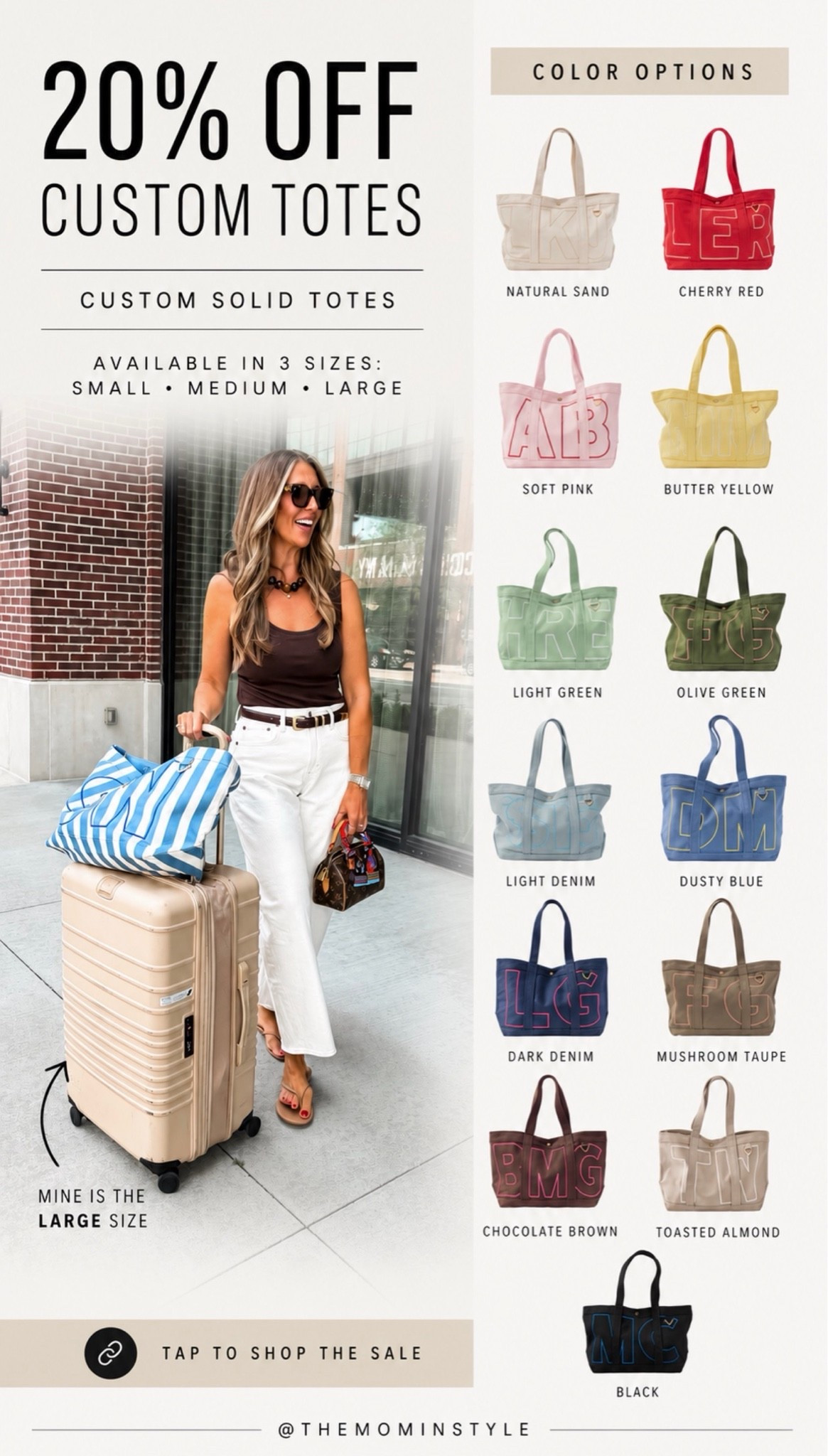 Custom totes on sale. The solid options are 20% off and 25% offsite wide. ￼

#LTKootd #LTKOver40 #LTKSaleAlert