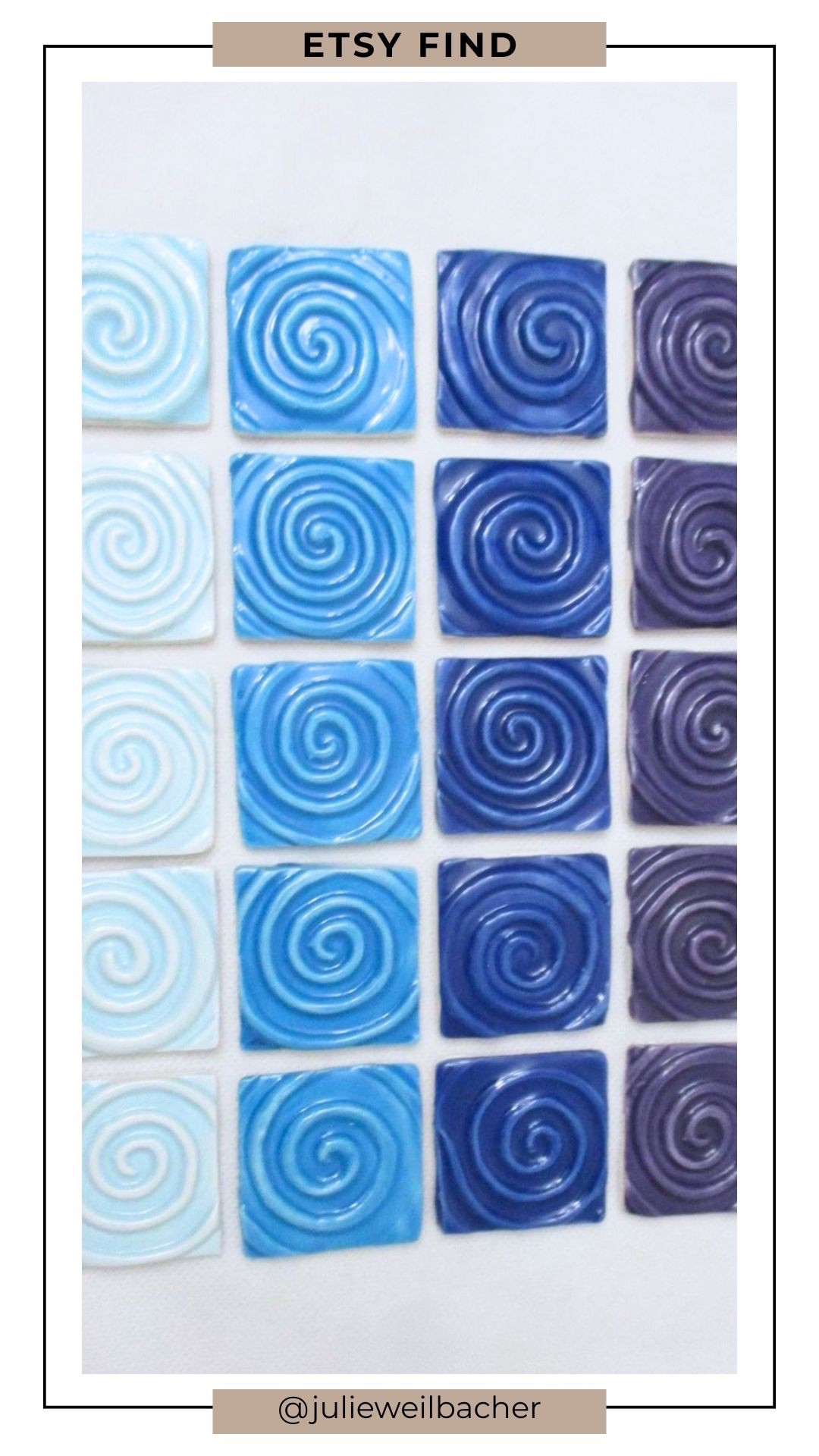 Color that carries you away. 🌊 These ceramic blue swirl square tiles (20 pc set) are perfect for mosaics, mixed-media art, and even eclectic backsplash accents in kitchens or baths. The swirling blue ombré tones bring movement and depth to whatever you’re making...from tabletop mosaics to garden art pieces or cozy home projects. A gorgeous way to add personality and color to whatever you create.

For mosaic tips, tutorials, inspiration, and so much more please visit my YouTube channel: YouTube.com/julieweilbacher. Follow @julieweilbacher on Instagram for all things mosaic art.

#ceramictile #mosaic #homedecorideas #interiordesign #bathroomdecor #etsy #kitchendecor #craftsupplies #tileart #mixedmediaart #backsplash #bluetiles

#LTKFindsUnder50 #LTKHome