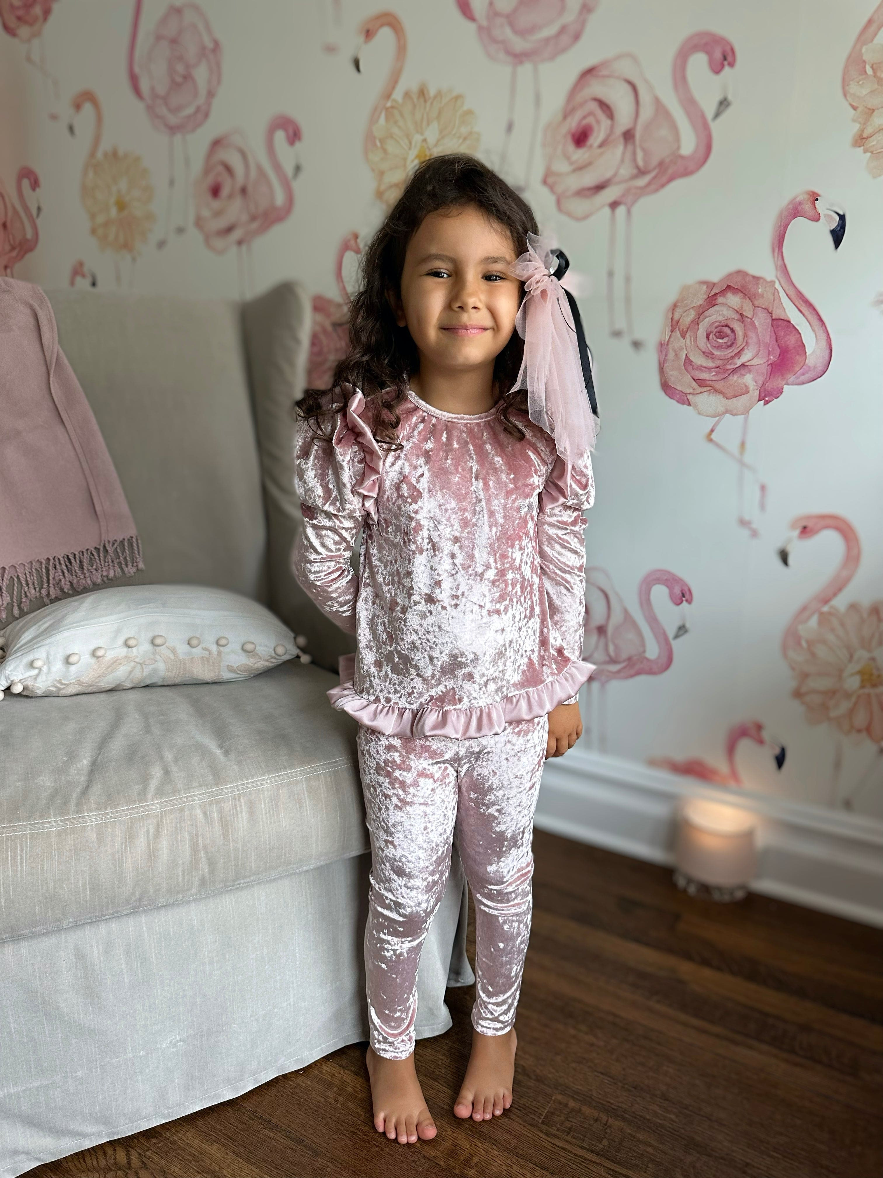 Pink Velour Lounge Set | petite maison kids