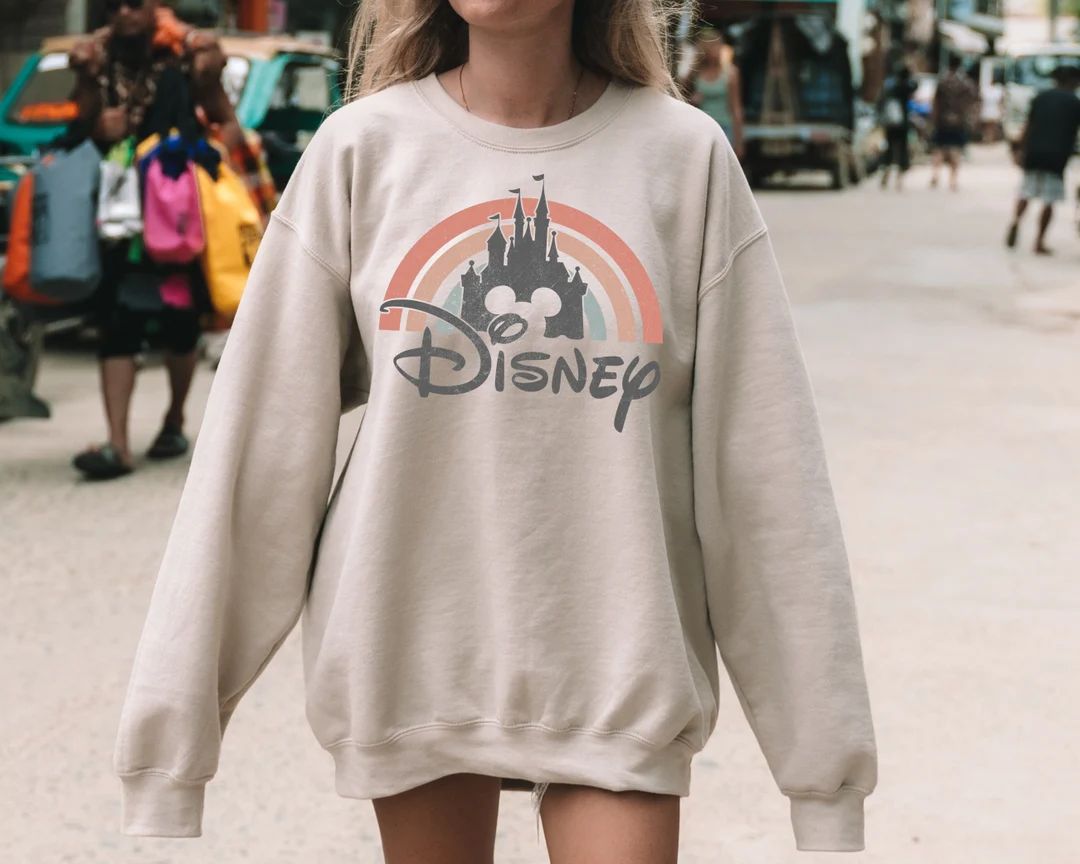Disney Rainbow Castle Sweatshirt, Disney Vintage, Disney Family Sweatshirt, Castle Hoodie, Retro ... | Etsy (US)