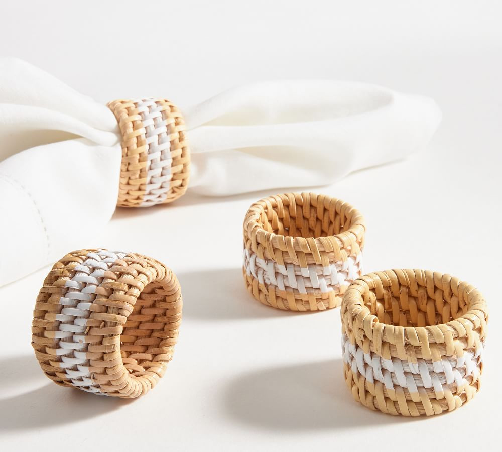 Julia Berolzheimer Aster Handwoven Rattan Napkin Rings - Set of 4 | Pottery Barn (US)