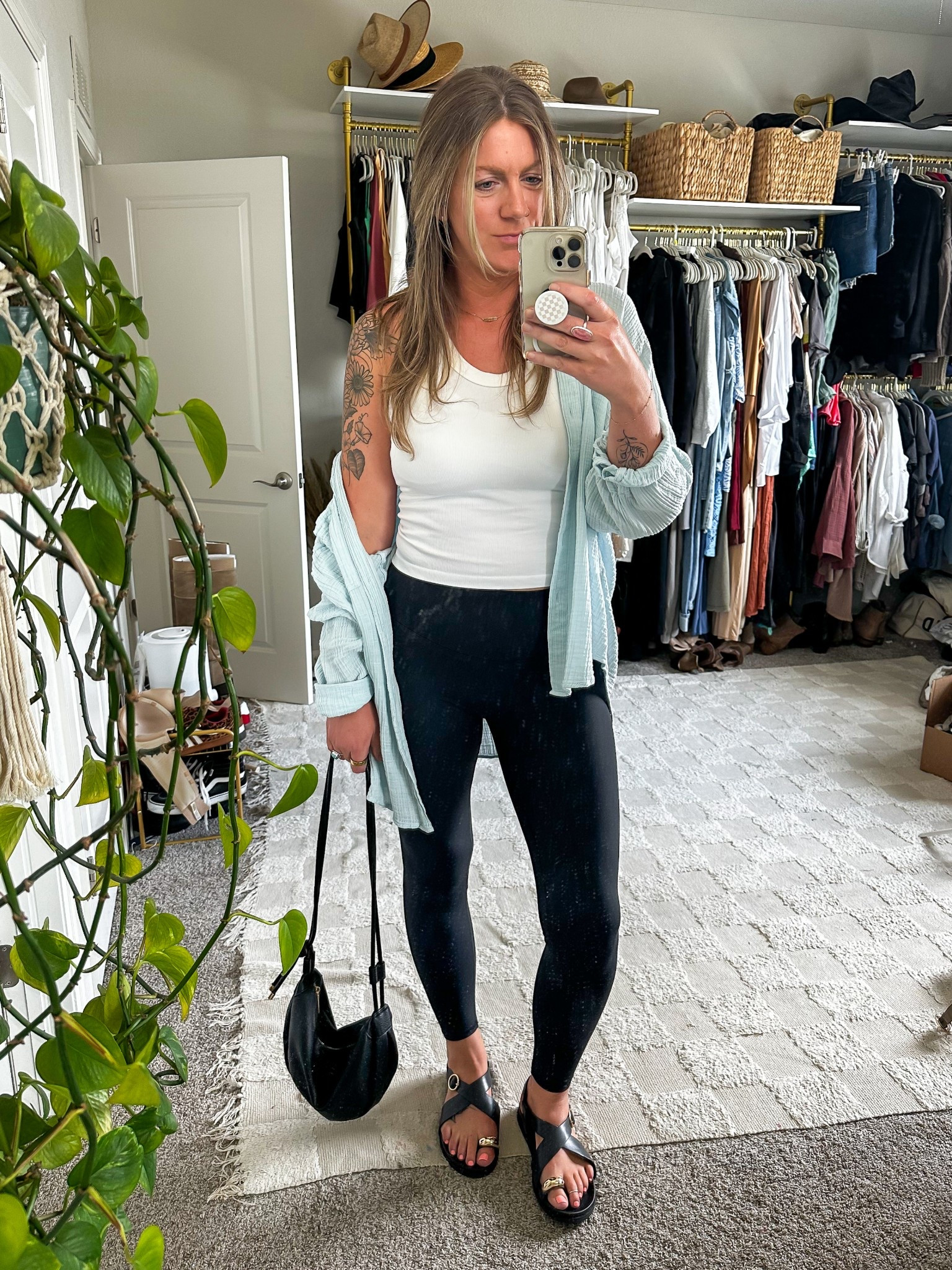 Large tank, large top, large leggings, 11 sandals 

#LTKOver40 #LTKMidsize