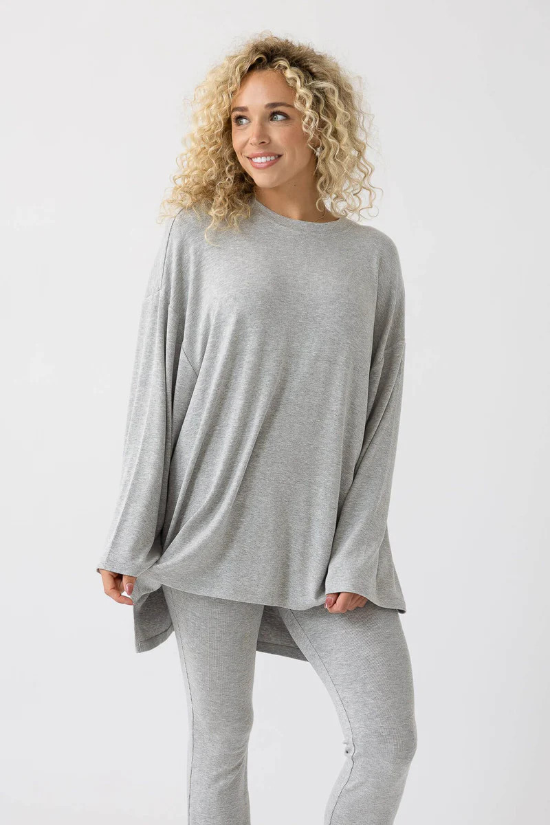 All Weekend Long Pant Set Long Sleeve Grey | The Foxy Kind