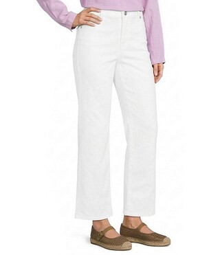 Organic Cotton Blend Stretch Denim Straight Ankle Jeans | Dillard's