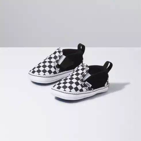 Vans Infant Checker Slip-On V Crib Shoe (Black/True White) | Vans (US)
