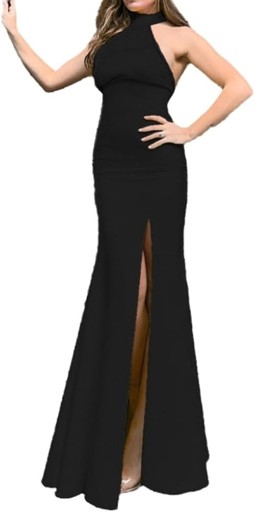 Women's Fashionable Backless High Slit Dress, Slim Fit Fish Tail Long Dress | Amazon (US)