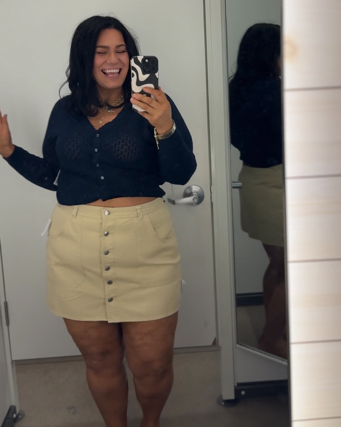 I’m 5’6” 225lbs, 38B and a size 16/18. I’m wearing an XL in top and 18 in the skirt. The 16 would probably also fit in the waist but I have an apron belly and don’t want the material to hug it too much. The cardigan is loose weaved pointelle so it is see thru. I tried it with a nude bra and it looks great. Skirt came to the perfect length but I will probably wear a pair of shorts under just to feel more covered if I bend over. 

#LTKSpringSale #LTKMidsize #LTKOver40