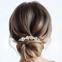 Unicra Wedding Hair Combs Gold Pearls Bridal Hair Accessories Crystal Brides Headpiece Hair Clip for Women and Girls Pieces Gold | SHEIN