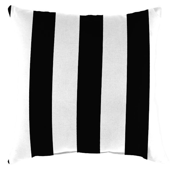 Black Awning Stripe Square Outdoor Throw Pillow, 16" | At Home