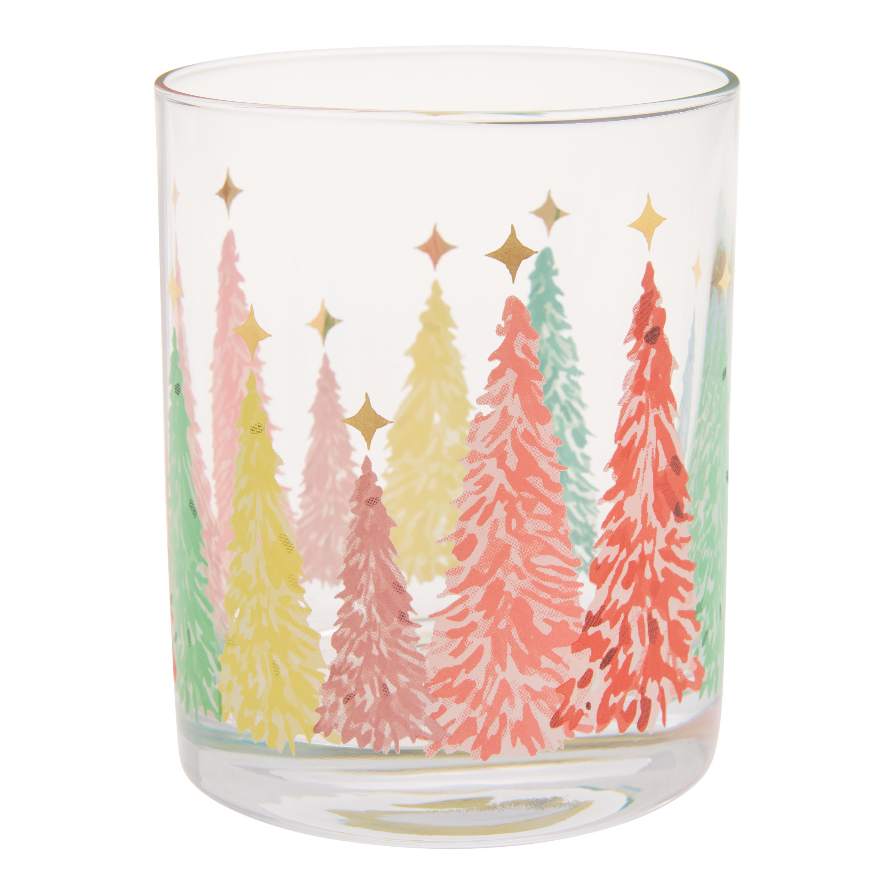 Rainbow Holiday Trees Double Old Fashioned Glass | World Market