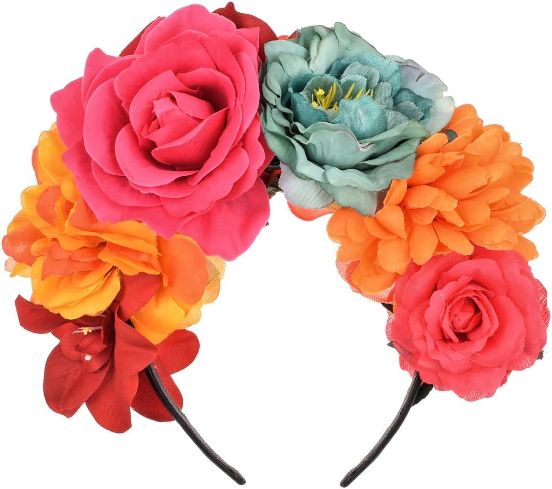 Vividsun Day of The Dead Headband Costume Rose Mexican Flower Headband | Amazon (US)