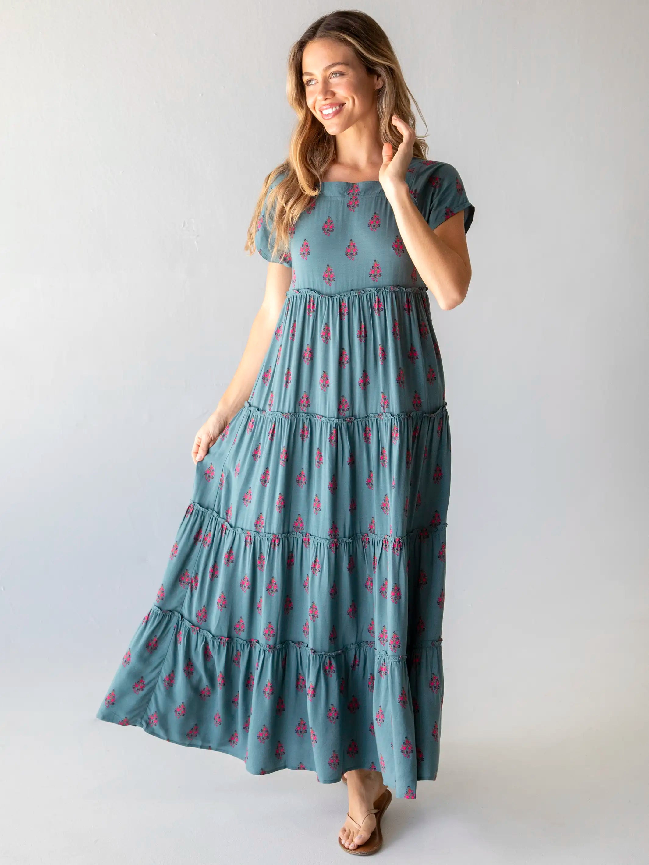 Berkley Maxi Dress - Navy Tan Plaid | Natural Life