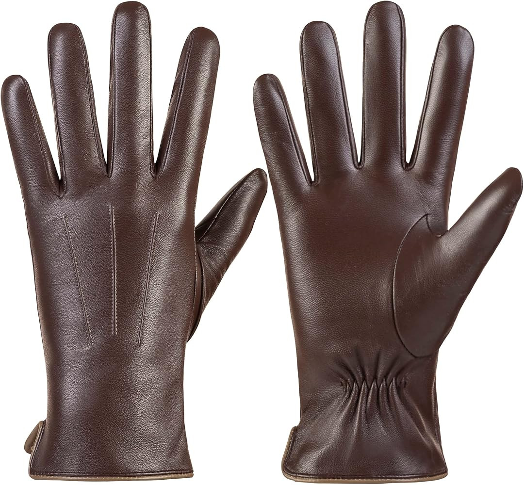 Winter Fashion Leather Gloves for Women, Warm Cashmere Lining Touchscreen Texting Driving Dress G... | Amazon (US)