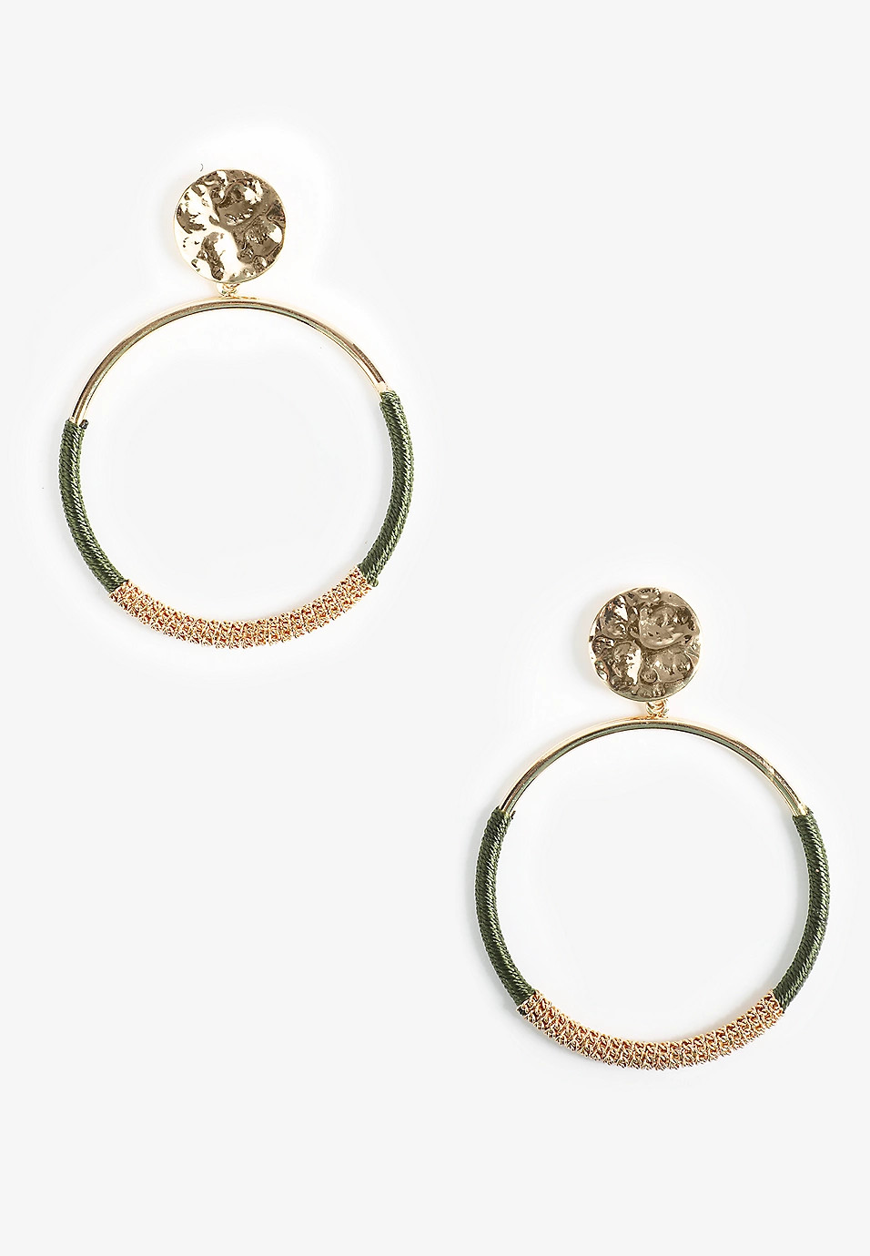 Olive Wrapped Hoop Earrings | Maurices