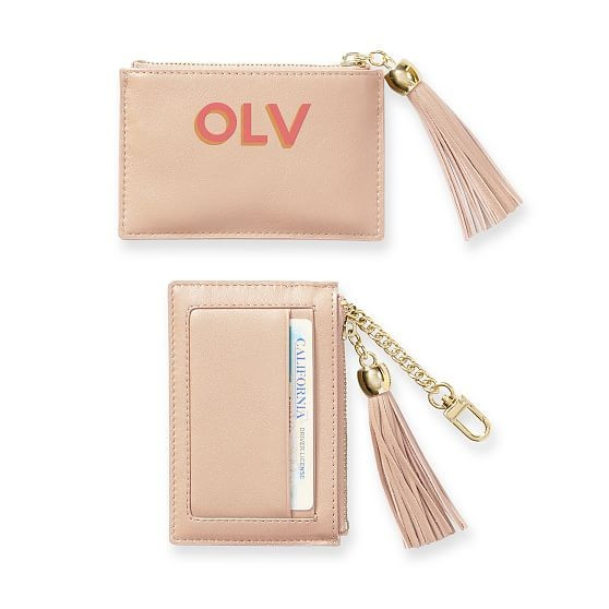 Leather Tassel Zipper Card Case, Shadow Printed | Mark and Graham