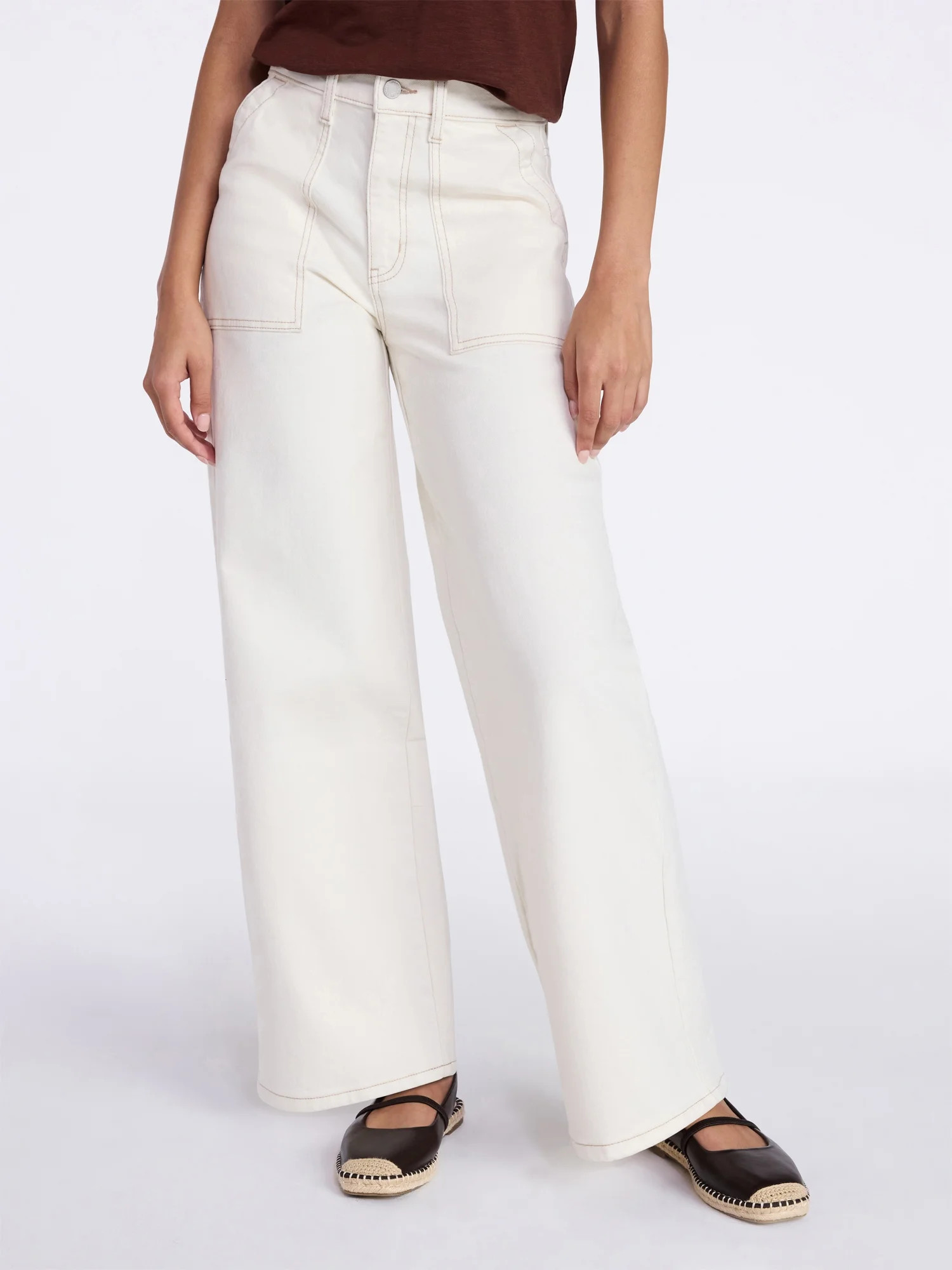 Time and Tru Women's Wide Leg Utility Trousers, 31" Inseam, Sizes 0-20 | Walmart (US)