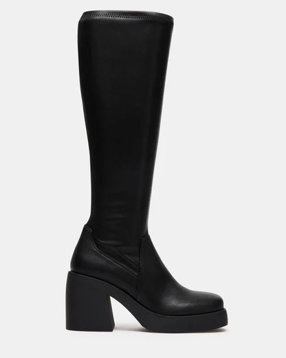 BERKLEIGH Black Wide Calf Knee High Boot | Women's Platform Boots | Steve Madden (US)