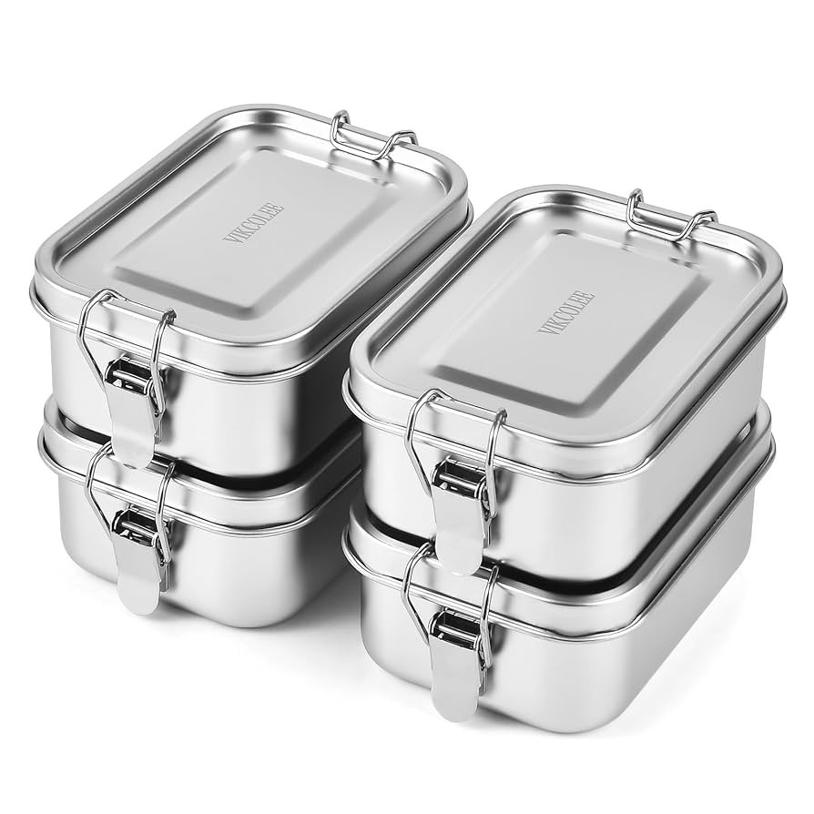 4 PCS Stainless Steel Bento Box 550ml, Metal Lunch Box Food Containers, Steel Lunch Container for... | Amazon (US)