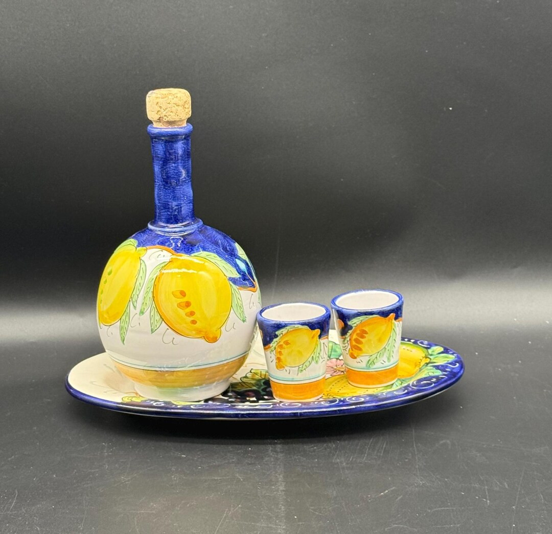Italian Limoncello Southern Italy Set Signed Platterbottle 2 Cups Ceramic - Etsy | Etsy (US)