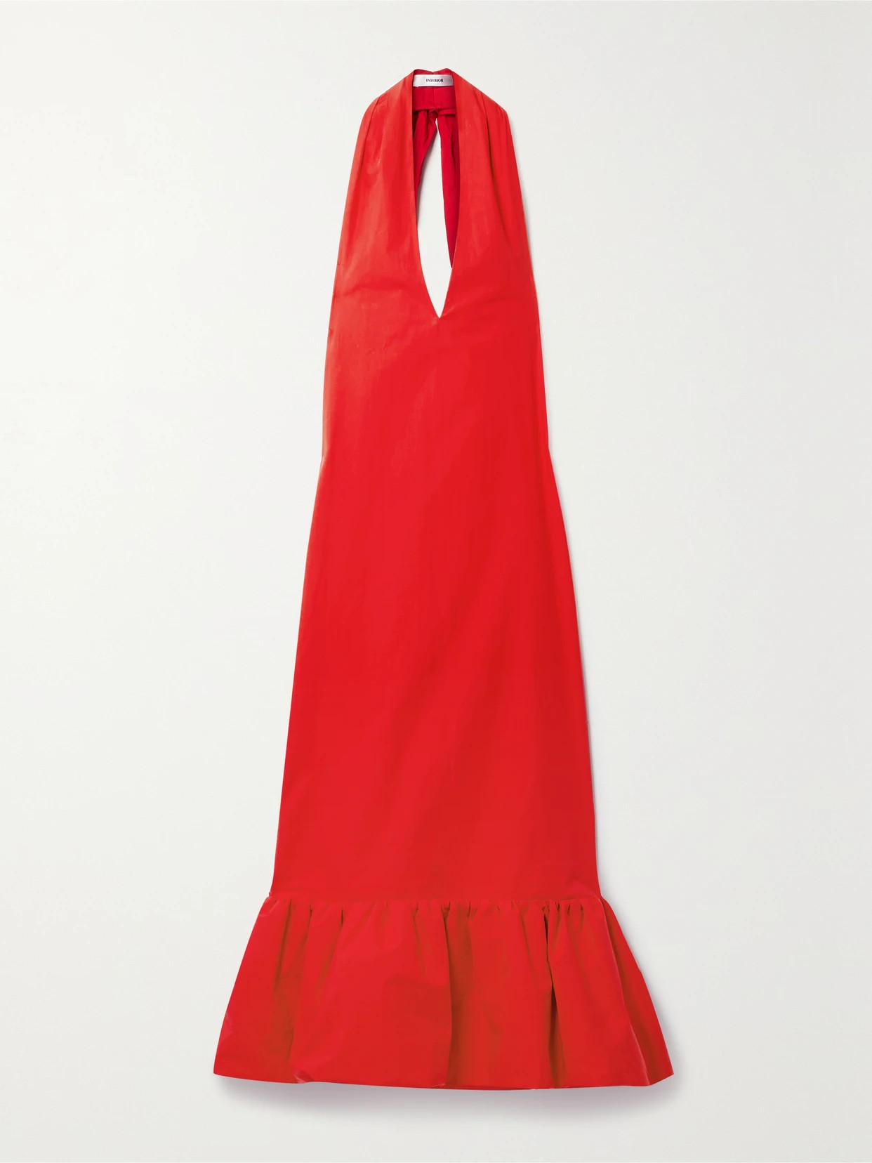Interior - The Johana Ruffled Cotton-poplin Halterneck Maxi Dress - Red - US8 | NET-A-PORTER APAC