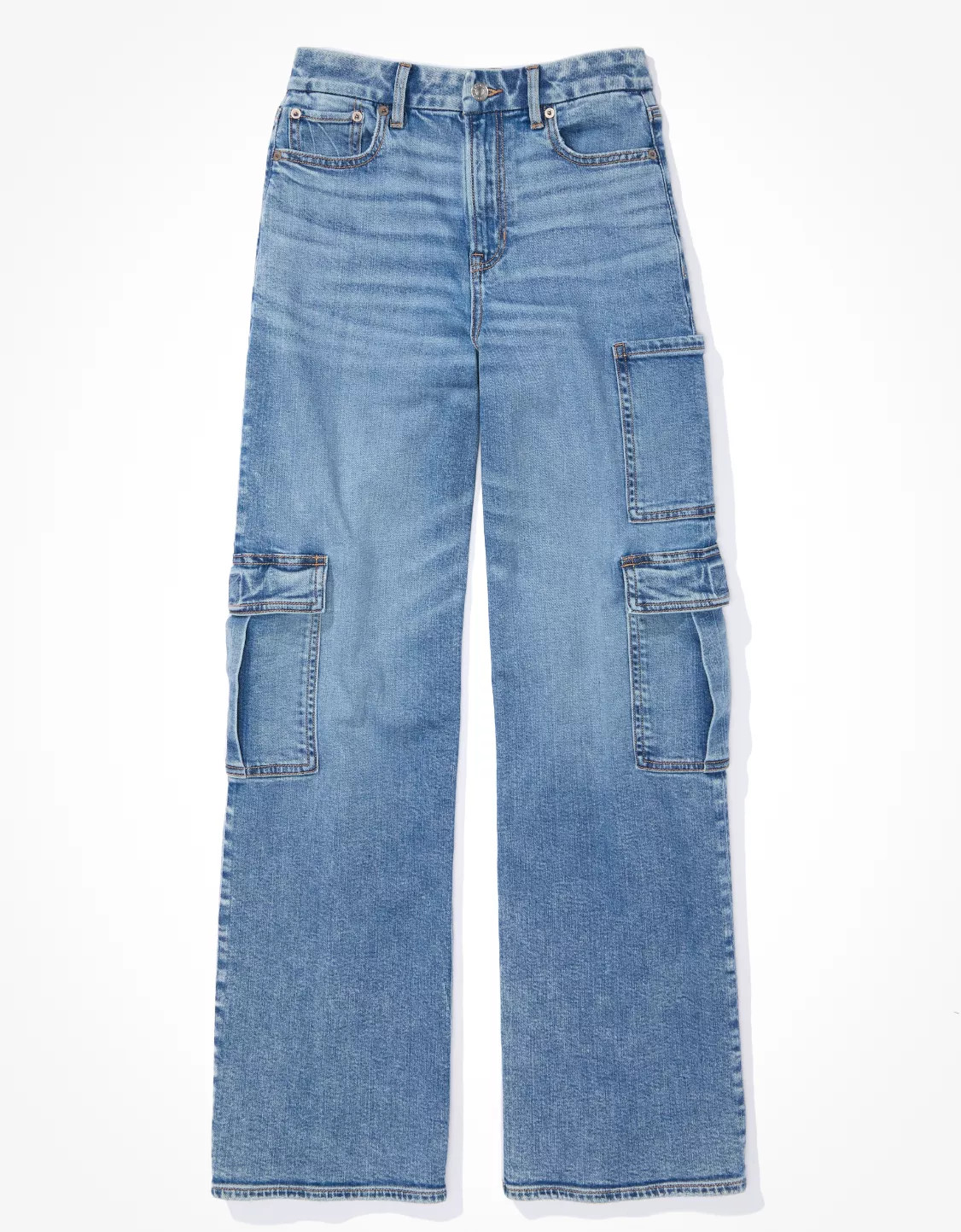 AE Curvy Super High-Waisted Baggy Wide-Leg Cargo Jean | American Eagle Outfitters (US & CA)