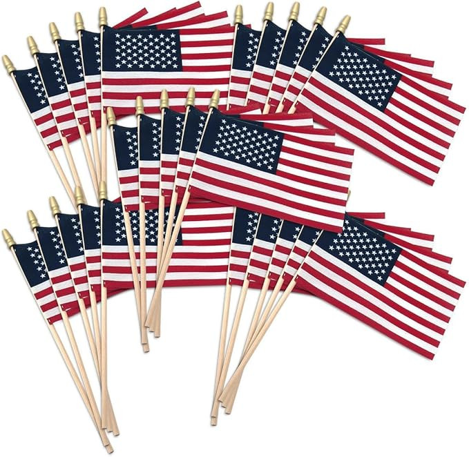 Super Tough Small American Stick Flags 1’x1.5’ | Cotton Outdoor Flag on 2.5’ Wooden Stick |... | Amazon (US)