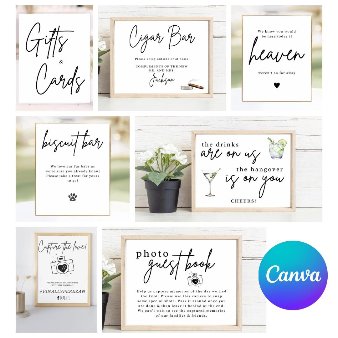 BUNDLE Wedding Sign Reception Party Instant Download Digital Product Wedding Decor DIY Signs Drin... | Etsy (US)