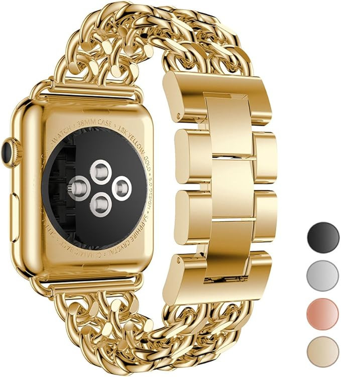 Seoaura Compatible Apple Watch Band 38mm 40mm, Stainless Steel Metal Cowboy Chain Style Replaceme... | Amazon (US)