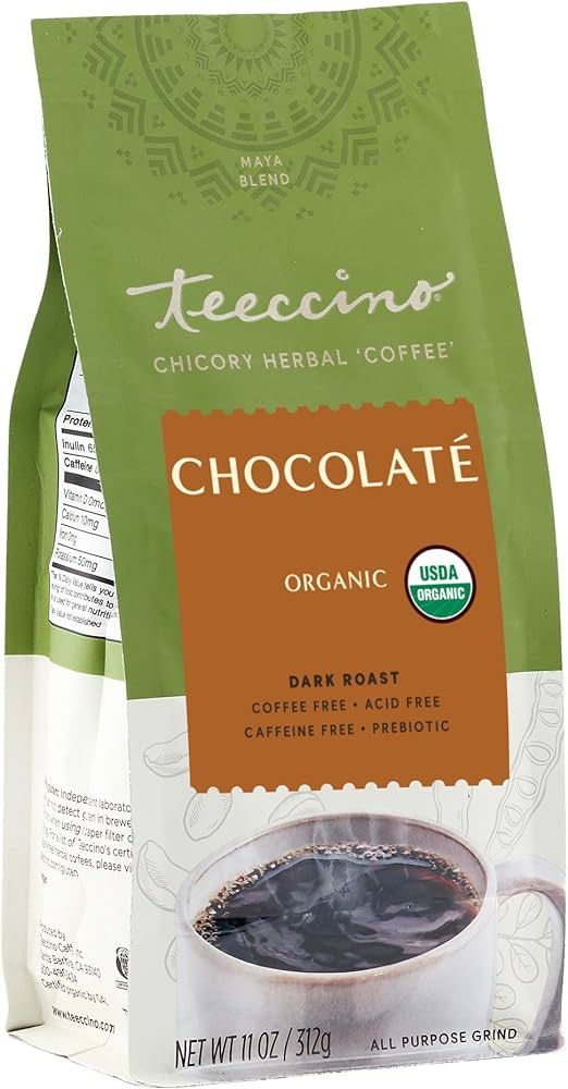 Teeccino Chicory Coffee Alternative – Chocolaté – Ground Herbal Coffee That’s Prebiotic, C... | Amazon (US)