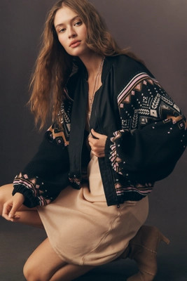 By Anthropologie Fairisle Sweater Mix Bomber Jacket | Anthropologie (US)