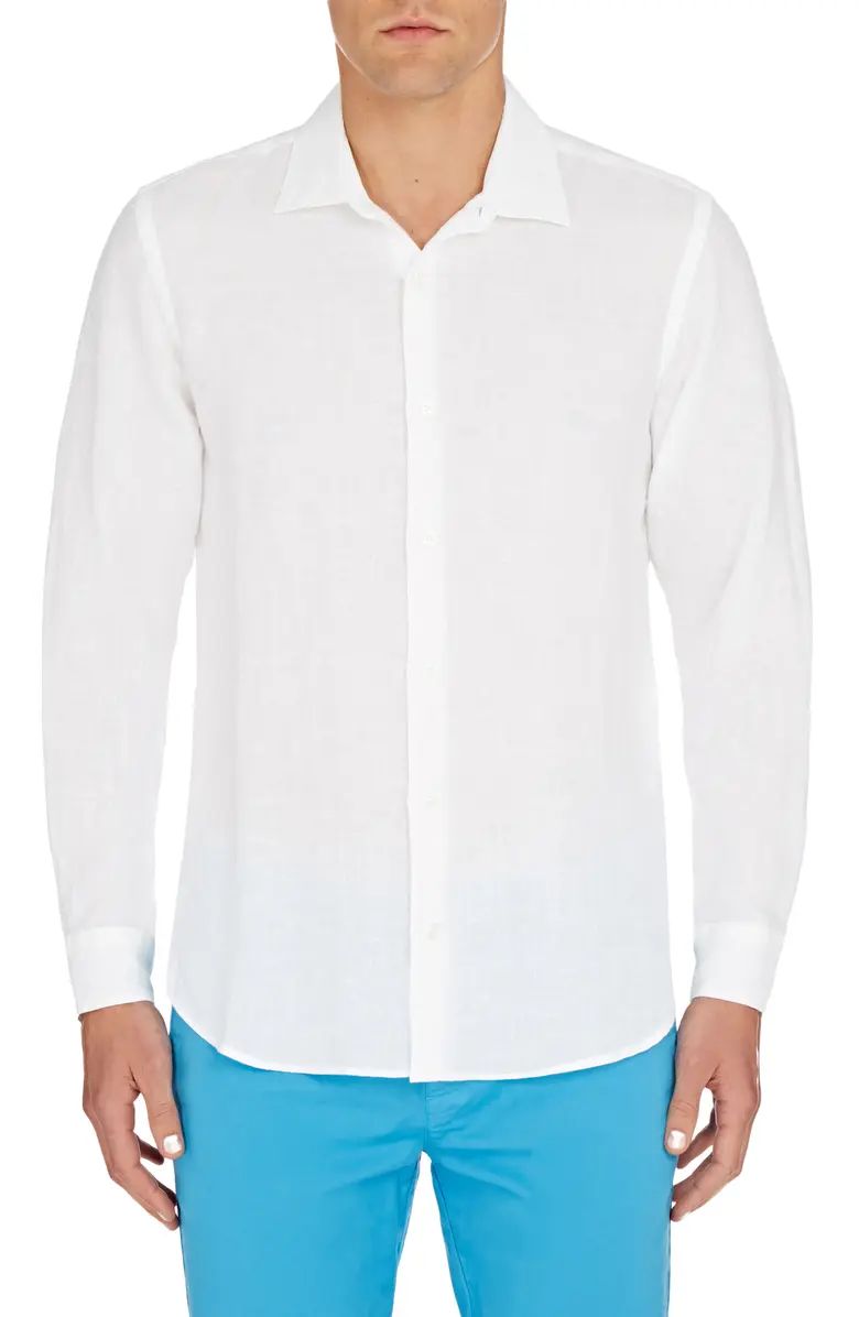 Giles Slim Fit Linen Button-Up Shirt | Nordstrom