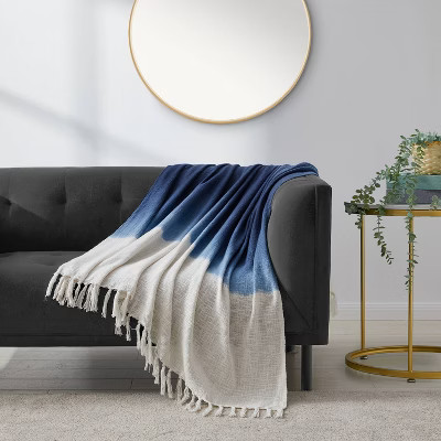 50"x60" Toni Ombre Slub Throw Blanket Dark Blue/White - Refinery29 | Target