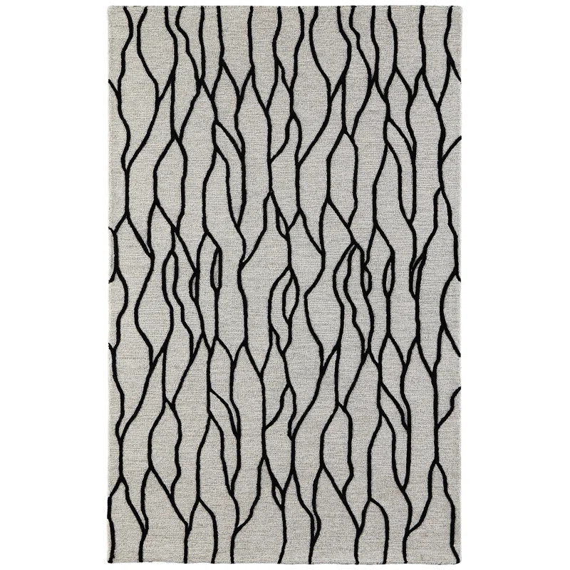 Bryana Abstract Handmade Tufted Wool Black/Taupe Area Rug | Wayfair North America