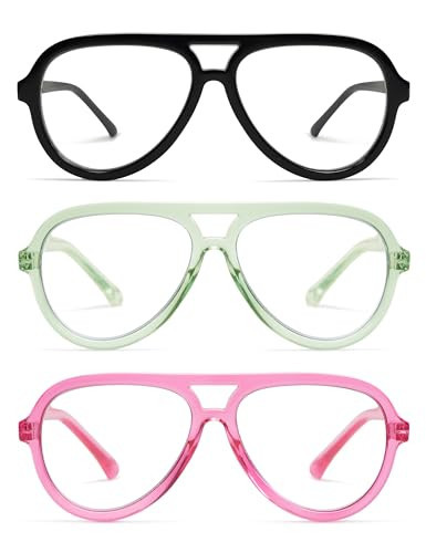 AMOMOMA 3 Pack Retro Oversized Aviator Reading Glasses for Women Men,Classic Large Reader Blue Light Computer Frame AM6111 C1+C5+C7 1.00 | Amazon (US)