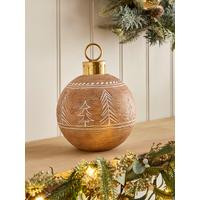 Festive 19 cm Woodgrain Tabletop Bauble Christmas Decoration | Very (UK)
