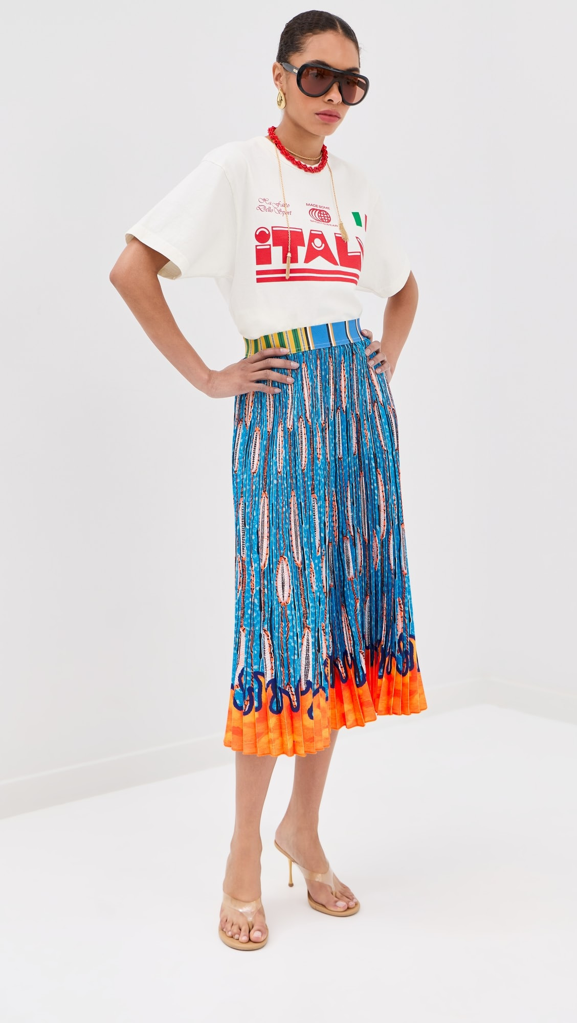 Stella Jean Papaya Pleated Skirt | Shopbop | Shopbop