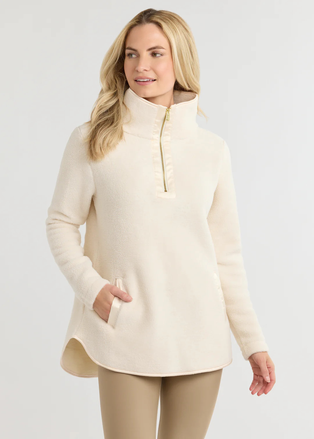 Laurel Pullover in Sherpa Fleece (Cream) | Dudley Stephens