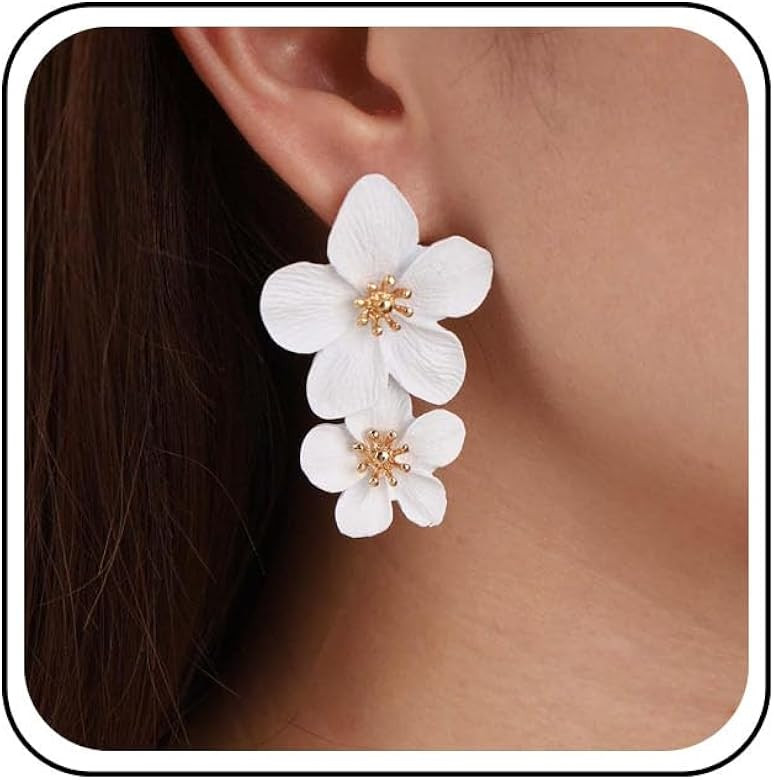 Bohemian Resin Flower Earrings Blue Enamel Flower Earrings Exaggerated Flower Dangle Earrings Flo... | Amazon (US)