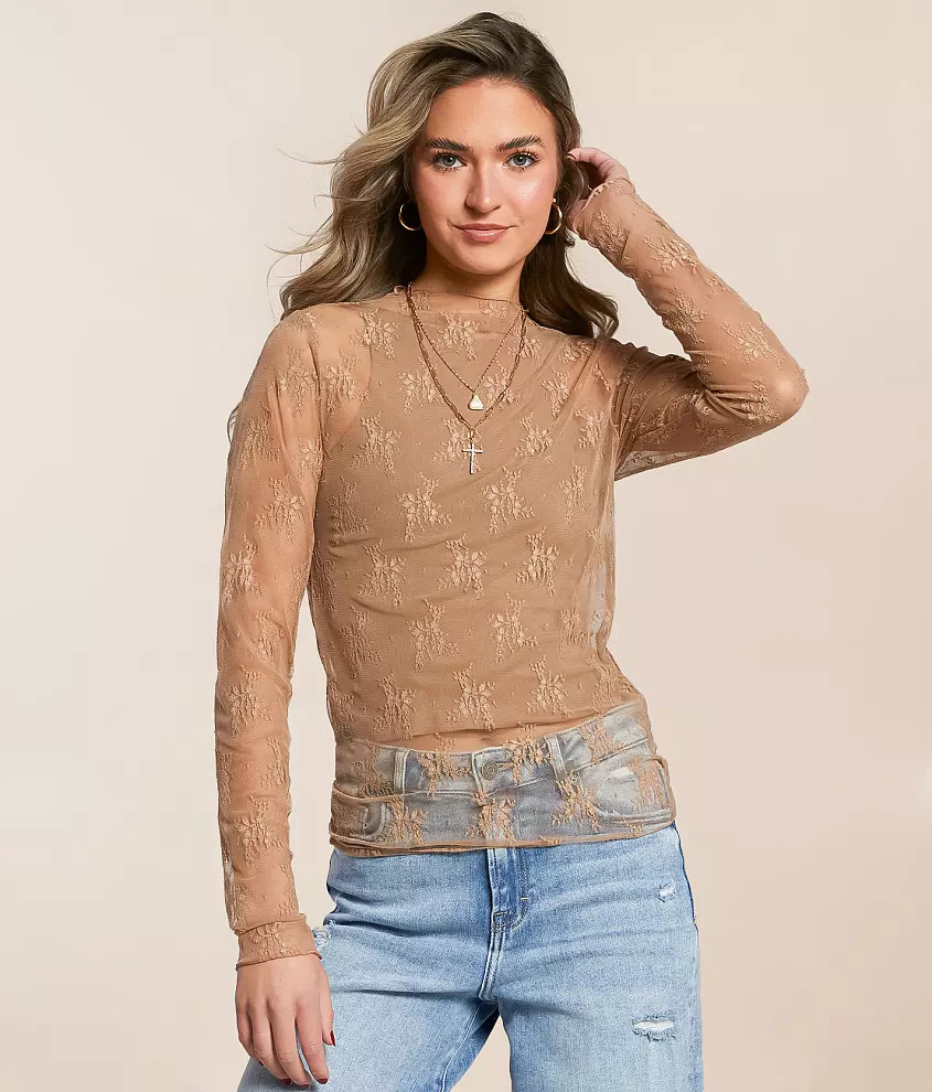 Floral Mesh Top | Buckle