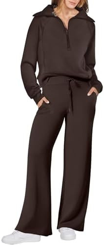 ANRABESS Women 2 Piece Outfits 2025 Fall Fashion Airport Wide Leg Pants Lounge Set Leisure Travel... | Amazon (US)