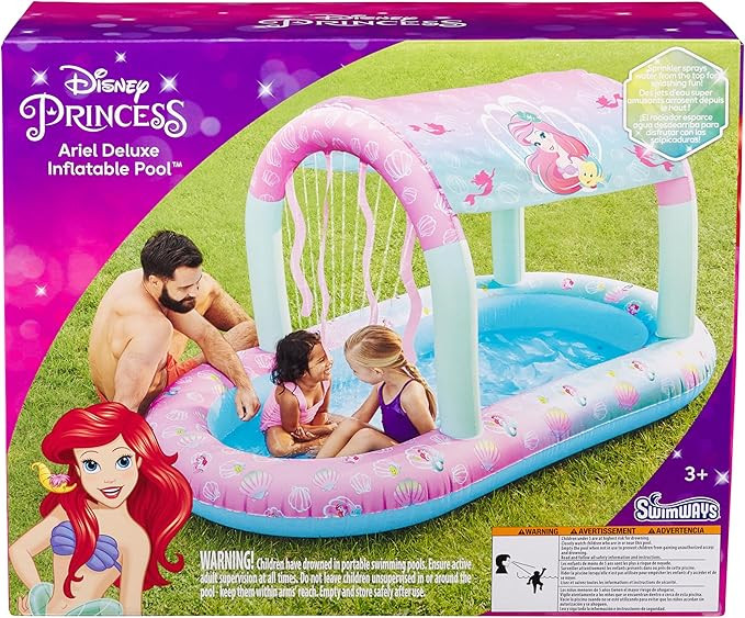 SwimWays Disney Princess Ariel Water Castle Deluxe Inflatable Pool, Above Ground Pool with Canopy... | Amazon (US)