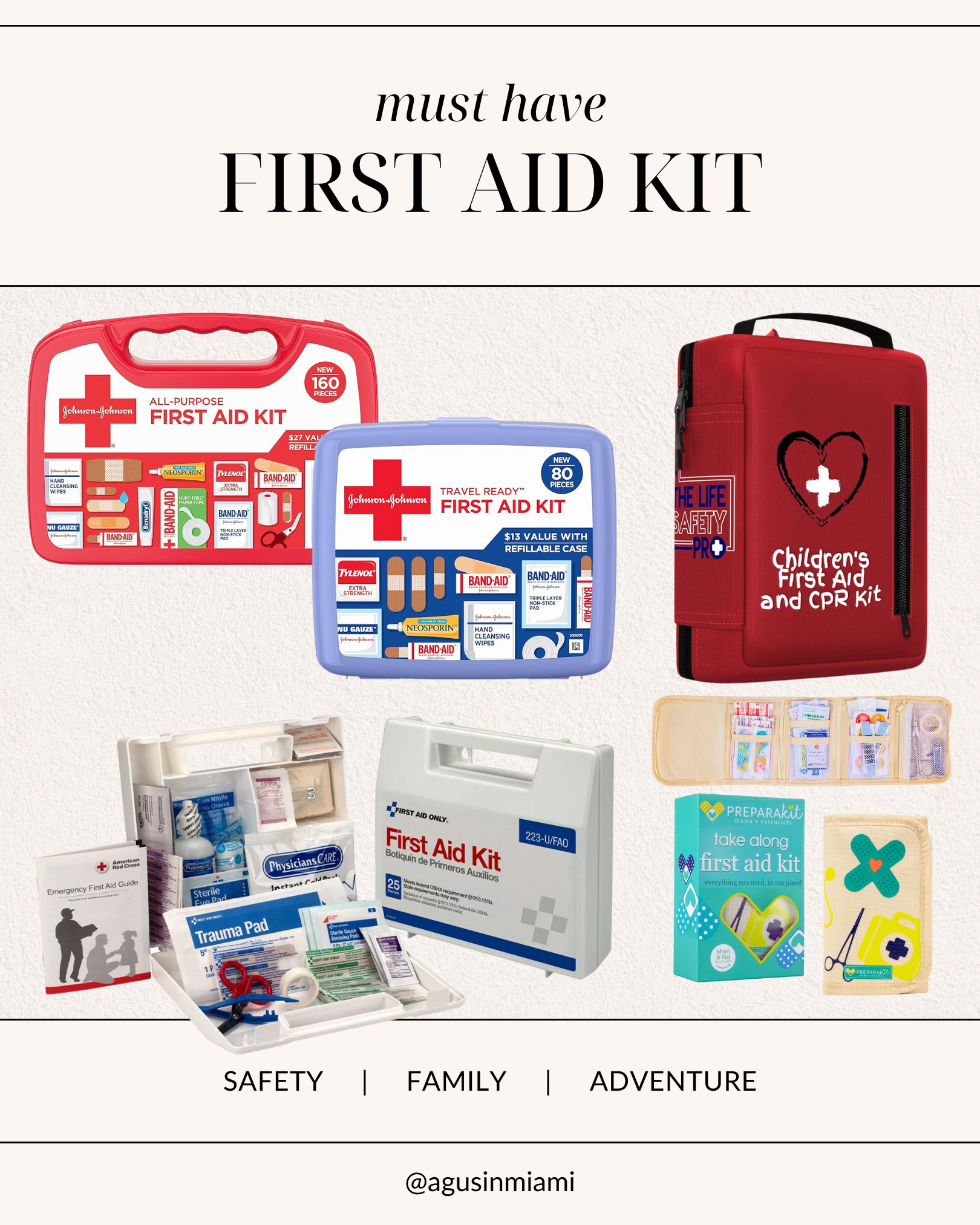 MUST HAVE first aid kits ... you don't know that you need it until you need it... be prepared!

Last night my mother-in-law had an accident with the trunk door of our SUV... she got a cut of at least a centimeter and started bleeding non-stop. Luckily, I had a first aid kit on hand and we were able to stop the bleeding.

This is why it's important to be prepared, especially when we have children or senior adults with us, or are traveling. Here are some options that I find interesting and that we have bought over the years! 

 #LTKHome #LTKTravel #LTKFamily