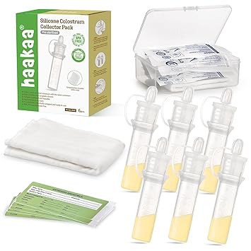 haakaa Colostrum Collector Kit Breast Milk Collector with Cotton Cloth Wipe and Storage Case, Rea... | Amazon (US)