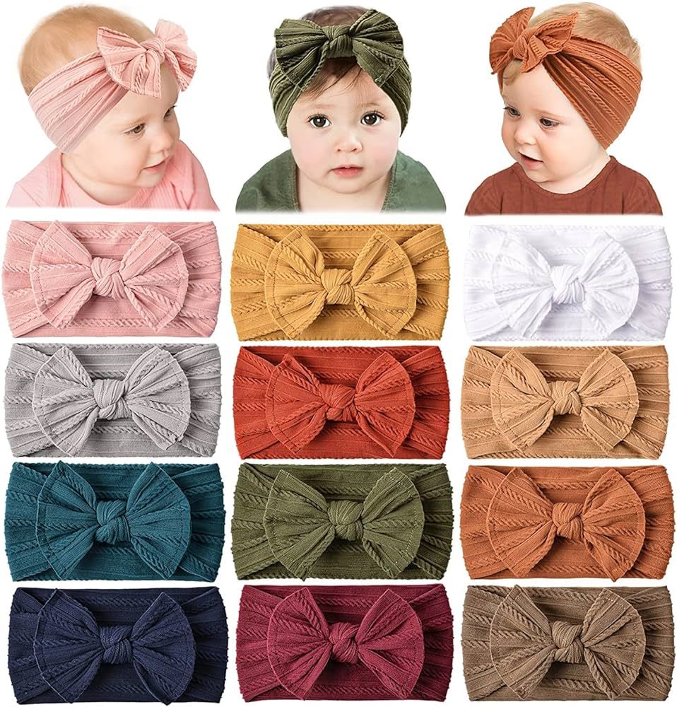 Prohouse 12 Pack Baby Nylon Headbands Hairbands Hair Bow Elastics Handmade Hair Accessories for B... | Amazon (US)