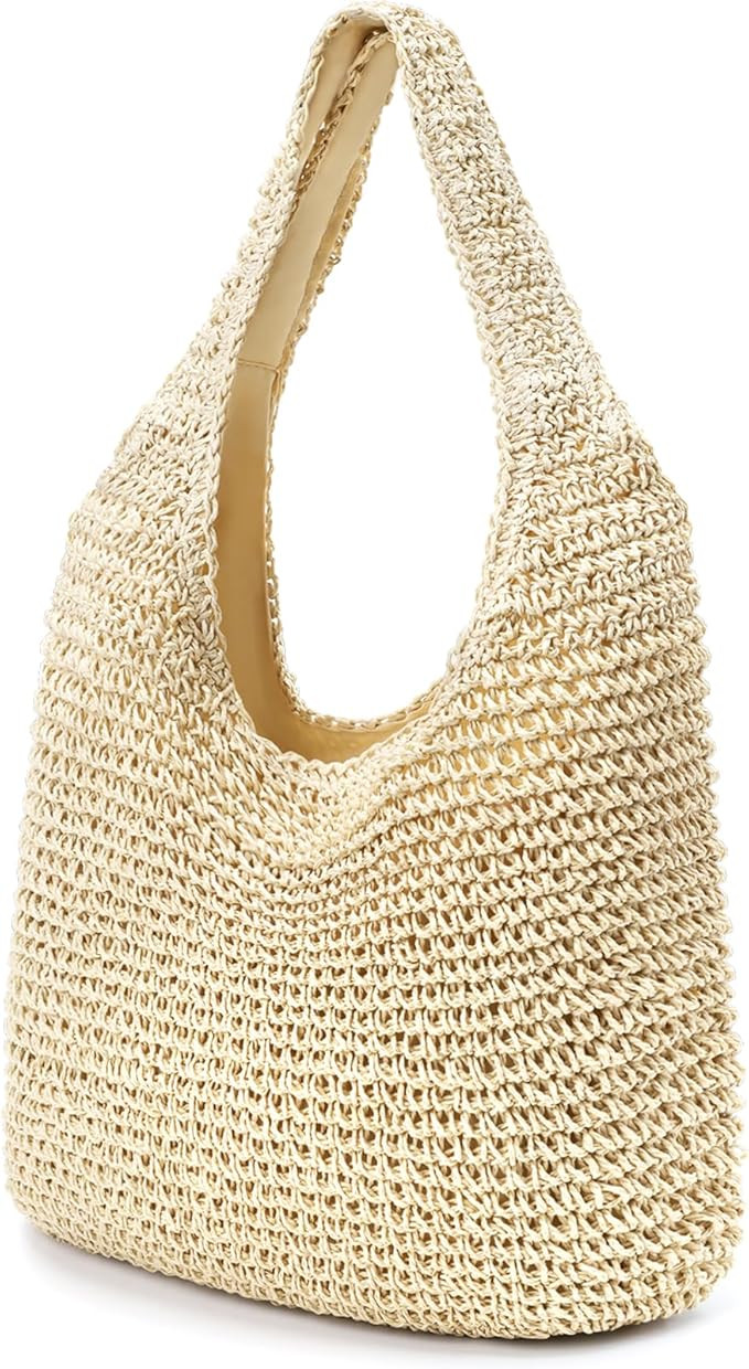hatisan Straw Beach Bag for Women Summer Woven Beach Tote Bag Shoulder Handbags Boho Bag | Amazon (US)